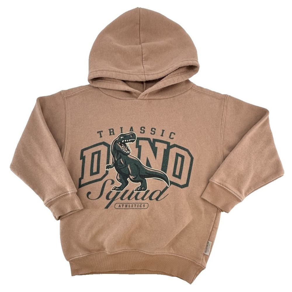 Cotton On Kids Dinosaur Hoodie Size 6 Brown Graphic Pullover Sweatshirt